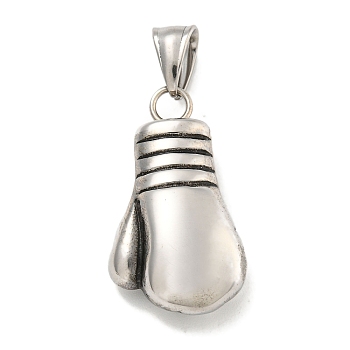 316 Surgical Stainless Steel Pendants, Boxing Gloves Charm, Antique Silver, 33x19x9.5mm, Hole: 5x8mm