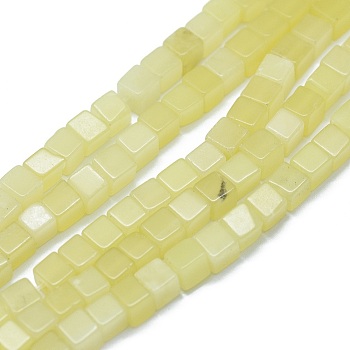 Natural Lemon Jade Beads Strands, Cube, 3~4.5x3~4.5x3~5mm, Hole: 0.8~1mm, about 89~97pcs/strand, 15.1~15.5 inch(38.5~39.5cm)