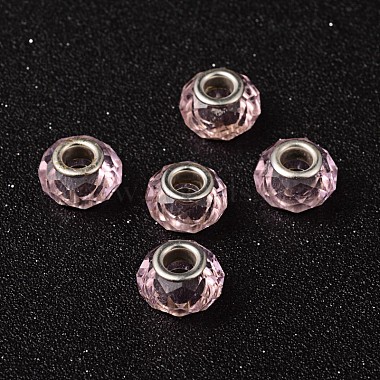14mm Pink Rondelle Glass + Iron Core Beads