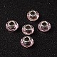 Pink European Style Iron Silver Tone Core Faceted Rondelle Glass Large Hole Beads for DIY Jewelry Bracelets & Necklaces Making(X-GDA001-65)-1