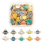 60Pcs 10 Colors Light Gold Alloy Enamel Pendants, Planet, Mixed Color, 6pcs/color(ENAM-LS0001-60)