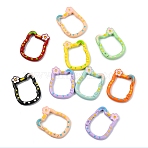 10Pcs Spray Painted Alloy Spring Gate Rings, with Enamel, Cat Shape, Mixed Color, 36x28x4mm, Hole: 24x20mm(FIND-YW0010-54)