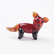 Home Decorations, Handmade Lampwork Display Decorations, Fox, Red, 35x9x23mm(LAMP-J084-02)