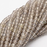 Faceted Natural Agate Round Beads Strands, Dyed, Gray, 4mm, Hole: 1mm, about 92pcs/strand, 15.3 inch(G-E318C-4mm-12)