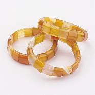 Natural Agate Stretch Bracelets, Dyed, Gold, 2-1/2 inch~2-1/2 inch(63~65mm)(BJEW-F254-F18)