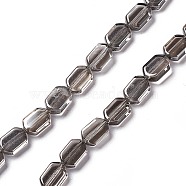 Electroplate Glass Beads Strands, Pearl Luster Plated, Rectangle, Gray, 9.5x6~6.5x3.5mm, Hole: 1mm, about 68pcs/strand, 25.59''(65cm)(EGLA-L042-PL01)