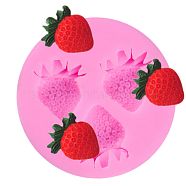 Food Grade Silicone Molds, Fondant Molds, For DIY Cake Decoration, Chocolate, Candy Mold, Strawberry, Pink, 50.5x8.5mm(X-DIY-E018-10)