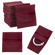 Velvet Jewelry Flap Pouches, Folding Envelope Bag for Earrings, Bracelets, Necklaces Packaging, Rectangle, Dark Red, 96x90x2.5mm(ABAG-WH0038-43A)