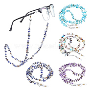 4Pcs 4 Style Natural & Synthetic Mixed Gemstone Chips & Glass Pearl Beaded Chains Neck Strap for Eyeglasses, Eyeglasses Chains, 700mm, 1Pc/Style(AJEW-AB00060)