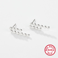 Rhodium Plated 925 Sterling Silver Mini Dot Bar Stud Earrings, Platinum, 28x6mm(UK6907-3)