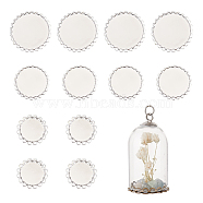 PandaHall Elite 12Pcs 3 Styles Iron Slide Charms Cabochon Settings, Flower, Silver, Tray: 20~30mm, 25~36x3.5mm, Hole: 1.3~2x2~2.5mm, 4pcs/style(FIND-PH0008-77S)
