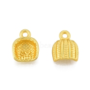 Alloy Charms, Matte Style, Basket Charms, Matte Gold Color, 12x9.5x4mm, Hole: 1.6mm(FIND-G035-10MG)