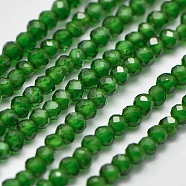 Synthetic Gemstone Beads Strands, Imitation Emerald, Faceted, Round, Green, 2mm, Hole: 0.5mm, about 175pcs/strand, 15 inch(X-G-K207-01B-03)