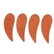 Eco-Friendly Sheepskin Leather Pendants, teardrop, Orange Red, 46.5x15x1mm, Hole: 1.5mm(X-FIND-T045-19B-05)