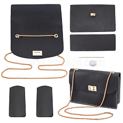 DIY Purse Making Kit, Including PU Leather Bag Accessories, Waxed Cord & Iron Neddles, Black, Finished Product: 13x21cm(DIY-WH0019-25)