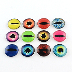 Half Round/Dome Dragon Eye Pattern Glass Flatback Cabochons for DIY Projects, Mixed Color, 8x3mm(GGLA-Q037-8mm-M39)