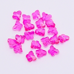 Transparent Glass Beads, Faceted, Butterfly, Magenta, 8x10x5.5mm, Hole: 1mm(GLAA-P037-02A-31)