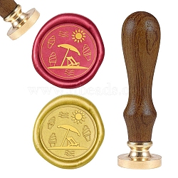 DIY Wood Wax Seal Stamp, Sun Pattern, 83x22mm, Head: 7.5mm, Stamps: 25x14.5mm(AJEW-WH0131-269)