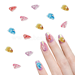 24Pcs 6 Colors Resin Rhinestone Cabochons, Nail Art Decoration Accessories, Flower, Mixed Color, 12x8x3.5mm, 4pcs/color(MRMJ-HY0002-50)