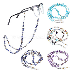 4Pcs 4 Style Natural & Synthetic Mixed Gemstone Chips & Glass Pearl Beaded Chains Neck Strap for Eyeglasses, Eyeglasses Chains, 700mm, 1Pc/Style(AJEW-AB00060)