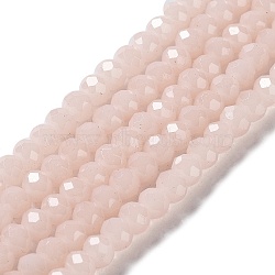 Baking Painted Imitation Jade Glass Bead Strands, Faceted Rondelle, Misty Rose, 8x6mm, Hole: 1mm, about 63~65pcs/strand, 39~40cm(DGLA-A034-J8MM-A41)