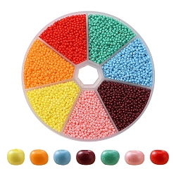 5950Pcs 7 Colors 12/0 Opaque Color Glass Seed Beads, Baking Paint, Round, Mixed Color, 2x1.5mm, hole: 0.7mm, 850pc/colors(SEED-YW0001-77)