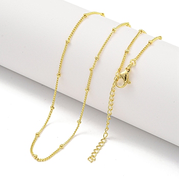 Round Brass Curb Chain Necklaces for Women, Real 18K Gold Plated, 18.03 inch(458mm)