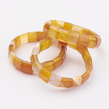 Natural Agate Stretch Bracelets, Dyed, Gold, 2-1/2 inch~2-1/2 inch(63~65mm)