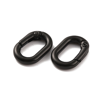 Alloy Spring Gate Rings, Oval, Electrophoresis Black, 21x14x4mm