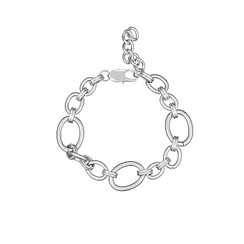 Stylish Unisex Stainless Steel Irregular Buckle Bracelet/Necklace, Stainless Steel Color