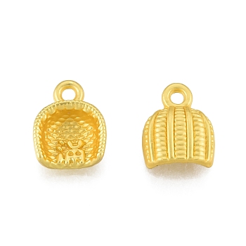 Alloy Charms, Matte Style, Basket Charms, Matte Gold Color, 12x9.5x4mm, Hole: 1.6mm