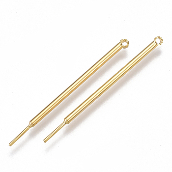 Brass Pins, Nickel Free, Real 18K Gold Plated, 36x1.5x1.5mm, Hole: 1.2mm, Pin: 0.7mm
