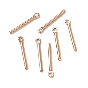 Ion Plating(IP) 304 Stainless Steel Pendants, Bar Charm, Rose Gold, 15x2x1.2mm, Hole: 1mm