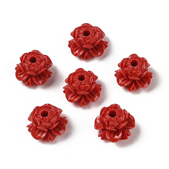 Synthetic Coral Beads, Dyed, Flower, FireBrick, 13.5x9.5mm, Hole: 1.8mm