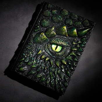 Embossed Bird Eye Resin Notebooks, Retro Travel Journals, Green, 215x145mm