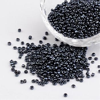 DIY Craft Beads 12/0 Opaque Colors Lustered Round Glass Seed Beads, Black, Size: about 2mm in diameter, hole:1mm, about 3304pcs/50g