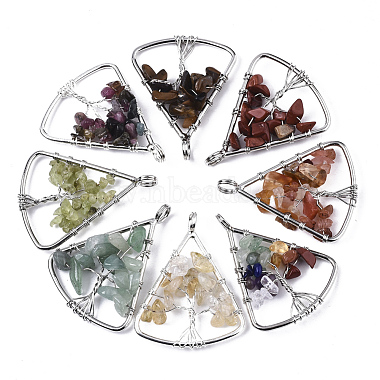 Platinum Triangle Mixed Stone Pendants