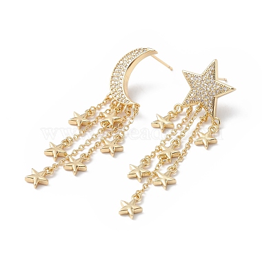 Clear Moon Brass+Cubic Zirconia Stud Earrings