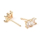 Brass Pave Clear Cubic Zirconia Rectangle Stud Earrings for Women(EJEW-G362-08KCG)-2