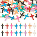 50Pcs 304 Stainless Steel Enamel Charms, Golden. Mixed Colors, Cross, 10x6x1.5mm, Hole: 0.8mm(STAS-TA0003-32B)