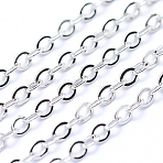 Eco-Friendly Brass Cable Chains, Soldered, Long-Lasting Plated, Flat Oval, Real Platinum Plated, Link: 2.5x2x0.3mm(CHC-L037-04P)
