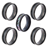 5Pcs 201 Stainless Steel Grooved Finger Ring Settings, Ring Core Blank, for Inlay Ring Jewelry Making, Electrophoresis Black, US Size 10 1/4(19.9mm)(FIND-SC0003-16EB)