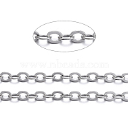 Brass Flat Oval Cable Chains, Unwelded, with Spool, Cadmium Free & Nickel Free & Lead Free, Platinum, 3.5x3x0.5mm, about 301.83 Feet(92m)/roll(CHC025Y-NFK)