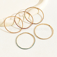 Real 18K Gold Plated Iron Bangle, Cubic Zirconia Bangle, Mixed Color, Inner Diameter: 2~2-3/4 inch(5~7cm)(OU8968)