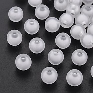 Frosted Acrylic Beads, Bead in Bead, Round, White, 16mm, Hole: 3mm, about 225pcs/500g(FACR-Q006-16mm-01)