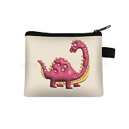 Polyester Wallets with Zipper, Change Purse, Clutch Bag for Women, Rectangle with Dinosaor, Pale Violet Red, 22x13.5cm(WG70677-02)