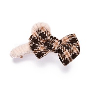Plastic Claw Hair Clips, Covered with Wool and Cloth, Bowknot & Heart, Coconut Brown, 90x57x37mm(PHAR-D010-06)