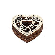 Unfinished Wood Hollow Heart Shape Pendants Decorations, for DIY Embellishment Crafts, PapayaWhip, 8x8x0.25cm, 10pcs/set(WOCR-PW0001-023C)