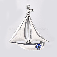 Alloy Enamel Big Pendants, Sailboat, Antique Silver, 79x67x5.5mm, Hole: 3mm(ENAM-G094-01AS)