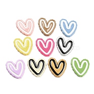 Opaque Resin Cabochons, Heart, Mixed Color, 26x25x4mm(RESI-D003-12)